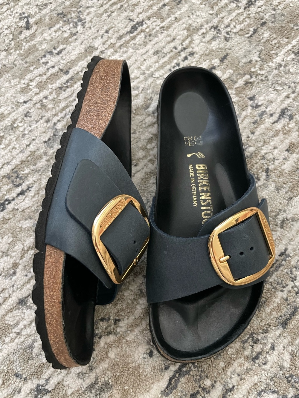 Birkenstock Madrid Big Buckle Navy Blue Sandals Size 37 - Picture 2 of 10